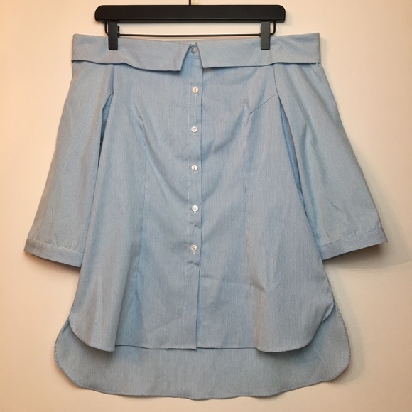 CLN Off Shoulder Button Up Medium - Picture 1 of 6